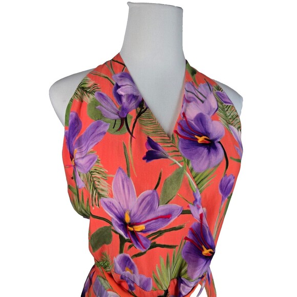 New! ALICE & OLIVIA CYRUS CORAL FLORAL JUMPSUIT HALTER SIZE 10 - Picture 6 of 12